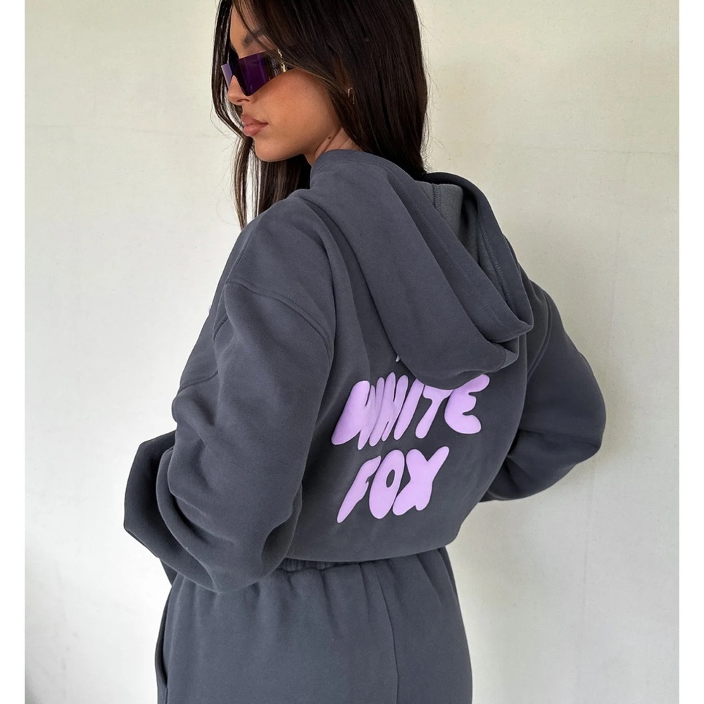 White fox hooded sweatshirt